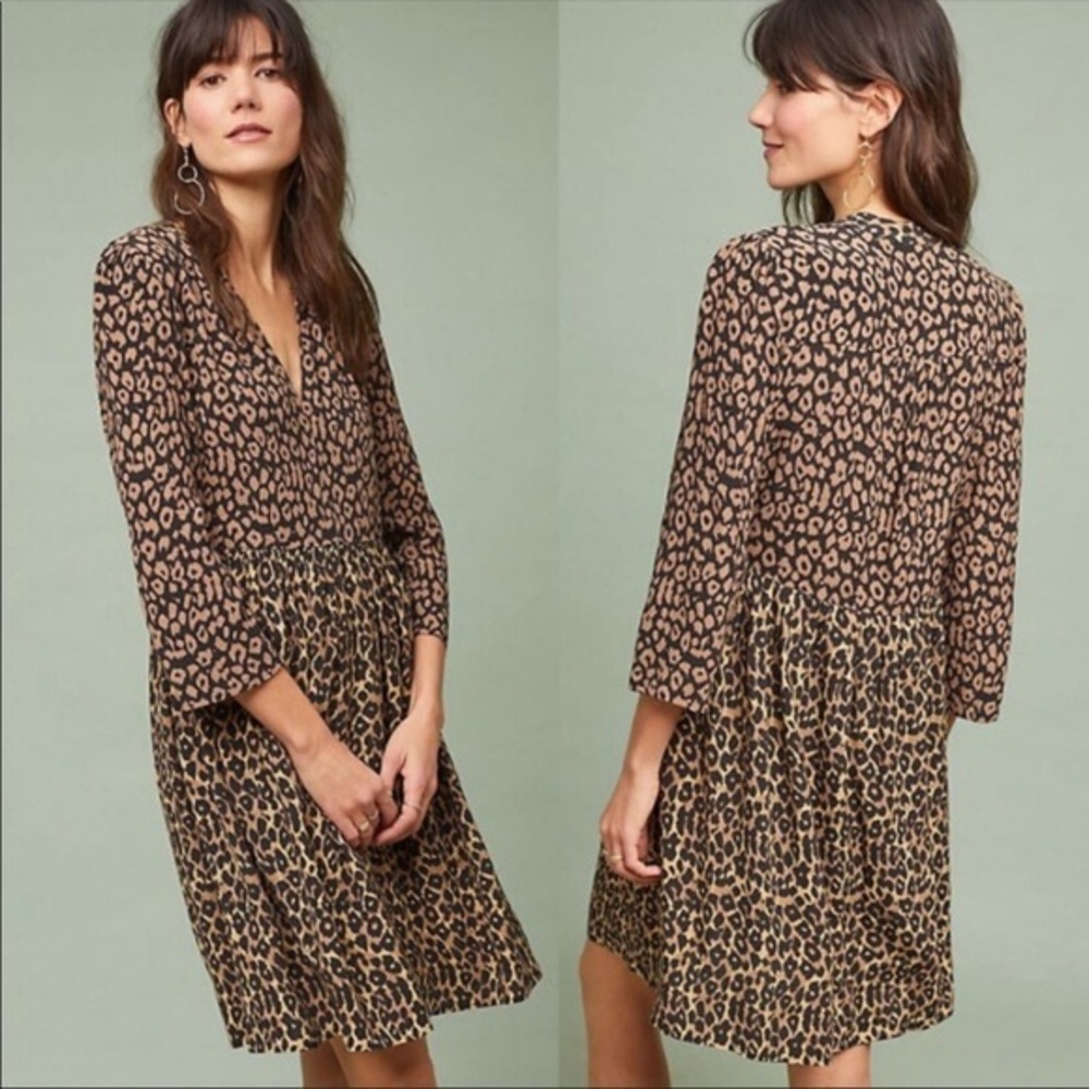 Anthropologie Maeve Juno Printed Dress in Leopard